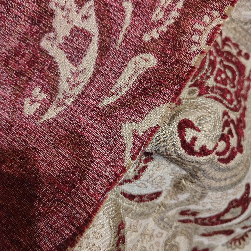 Elegant Red and Gold Chenelle Jacquard Upholstery Fabric Remnants - Picture 4 of 5